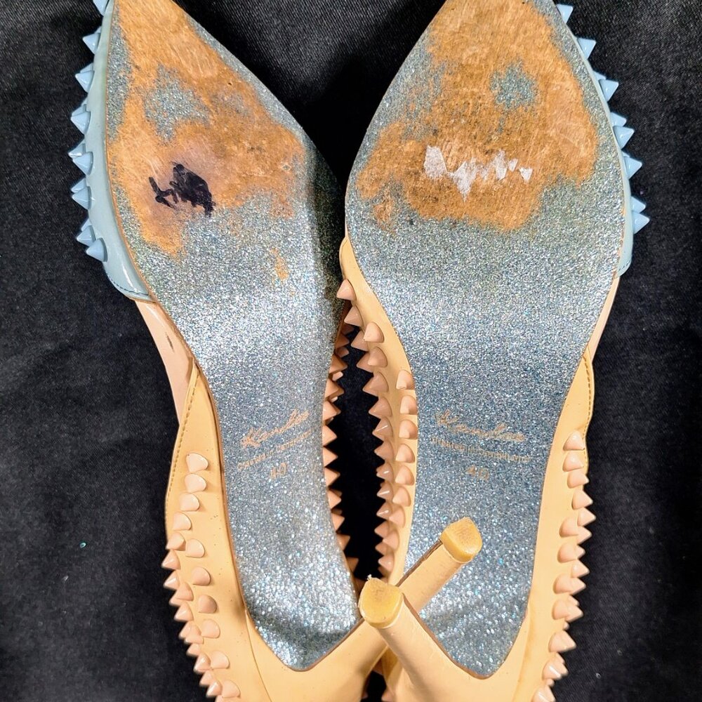 Kandee Girl BiColor Nude Blue Spiky Heels (like Christian Louboutin) 9 US 40 EU - Picture 6 of 9